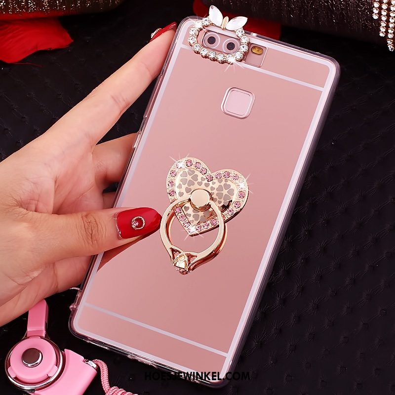 Huawei P9 Plus Hoesje Siliconen Roze Hoes, Huawei P9 Plus Hoesje Bescherming Met Strass