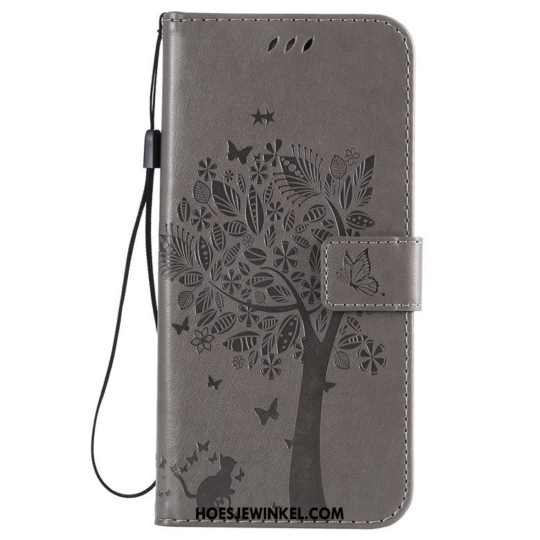 Huawei Y5 2019 Hoesje All Inclusive Zacht Kat, Huawei Y5 2019 Hoesje Leren Etui Rose Goud