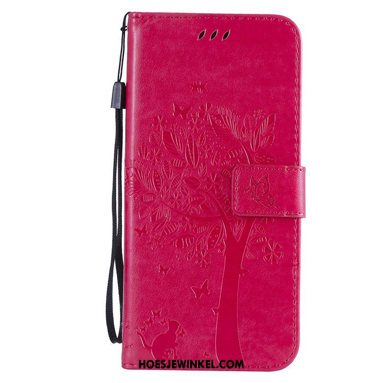 Huawei Y5 2019 Hoesje All Inclusive Zacht Kat, Huawei Y5 2019 Hoesje Leren Etui Rose Goud