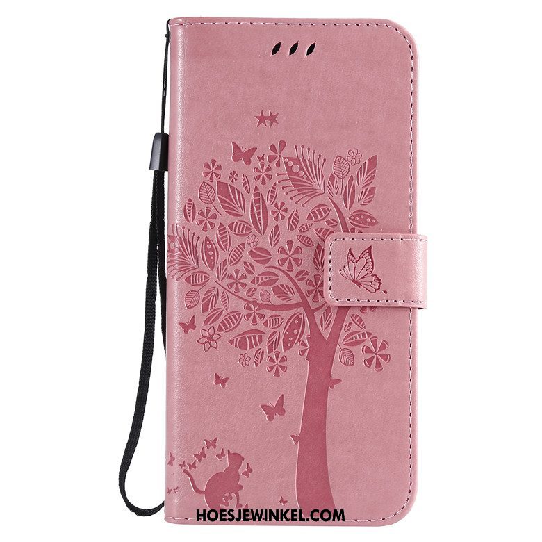 Huawei Y5 2019 Hoesje All Inclusive Zacht Kat, Huawei Y5 2019 Hoesje Leren Etui Rose Goud