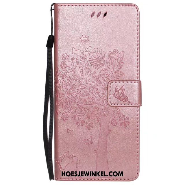 Huawei Y5 2019 Hoesje All Inclusive Zacht Kat, Huawei Y5 2019 Hoesje Leren Etui Rose Goud