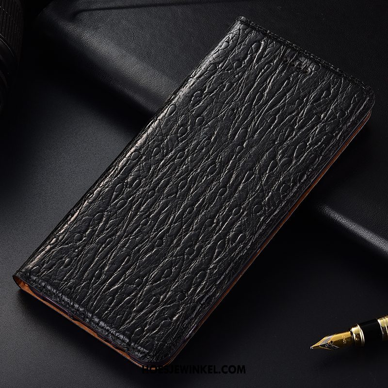 Huawei Y5 2019 Hoesje Anti-fall Patroon Hoes, Huawei Y5 2019 Hoesje Folio Echt Leer