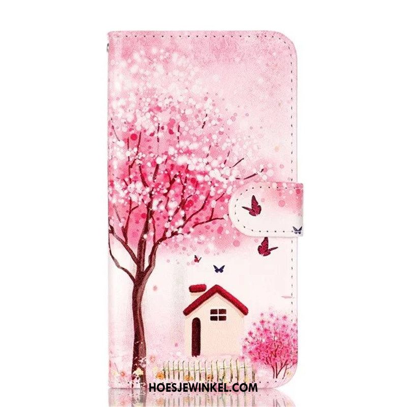 Huawei Y6 2018 Hoesje Anti-fall Folio Roze, Huawei Y6 2018 Hoesje Ondersteuning Bescherming