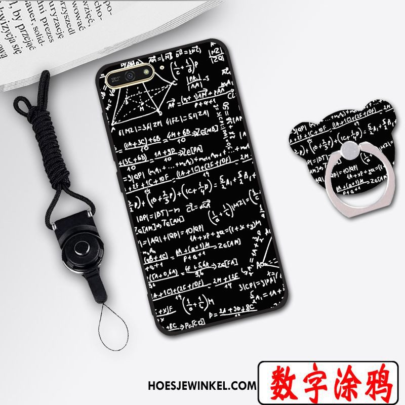 Huawei Y6 2018 Hoesje Bescherming Hoge Zwart, Huawei Y6 2018 Hoesje Mobiele Telefoon Hoes