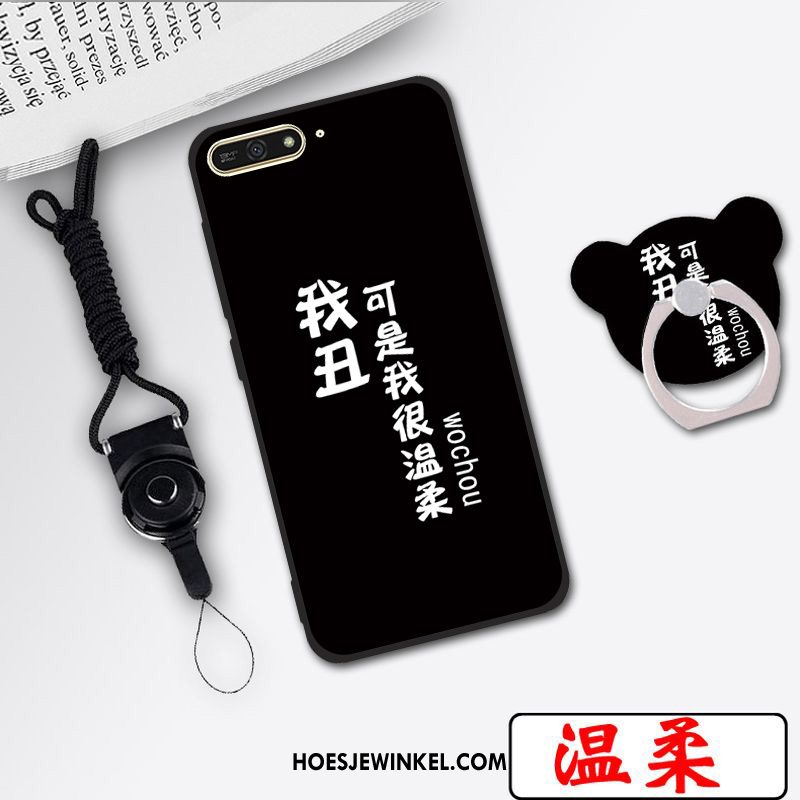 Huawei Y6 2018 Hoesje Bescherming Hoge Zwart, Huawei Y6 2018 Hoesje Mobiele Telefoon Hoes