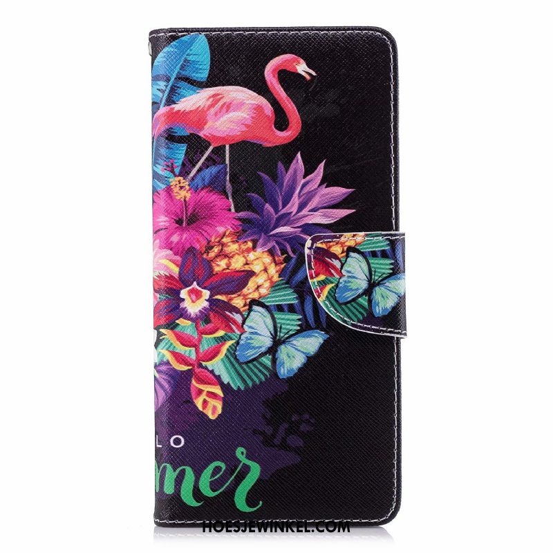 Huawei Y6 2018 Hoesje Bescherming Leren Etui Hoes, Huawei Y6 2018 Hoesje Zwart Anti-fall