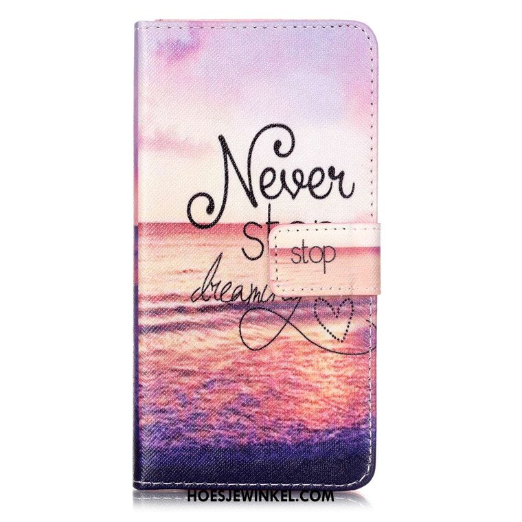 Huawei Y6 2018 Hoesje Bescherming Roze Spotprent, Huawei Y6 2018 Hoesje Hoes Leren Etui