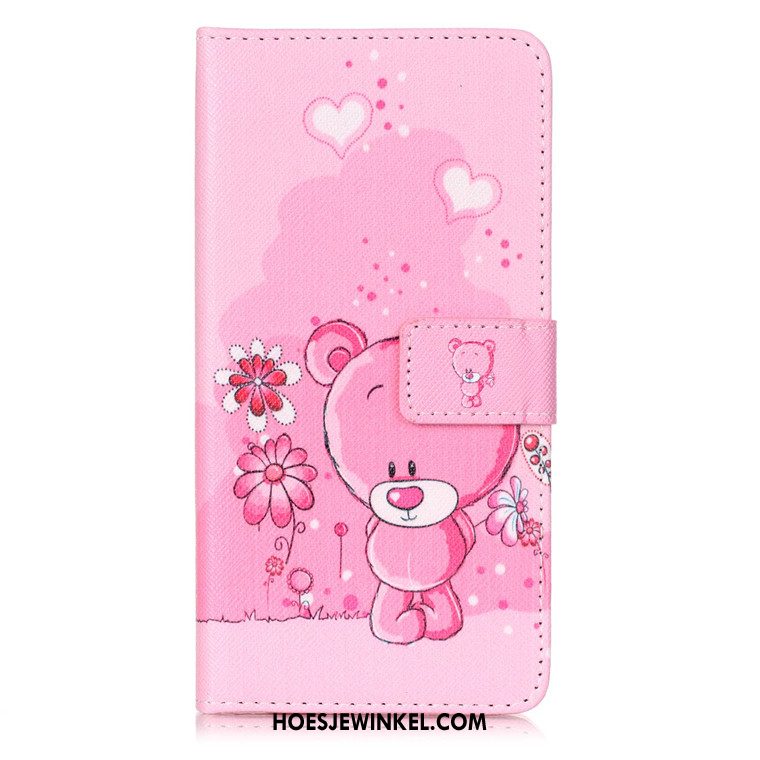 Huawei Y6 2018 Hoesje Bescherming Roze Spotprent, Huawei Y6 2018 Hoesje Hoes Leren Etui