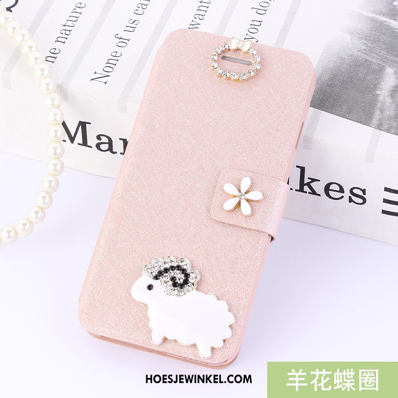 Huawei Y6 2018 Hoesje Blauw Hoes Mobiele Telefoon, Huawei Y6 2018 Hoesje Folio Leren Etui