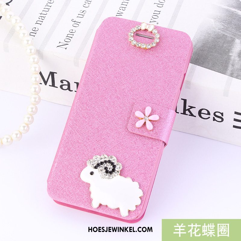 Huawei Y6 2018 Hoesje Blauw Hoes Mobiele Telefoon, Huawei Y6 2018 Hoesje Folio Leren Etui