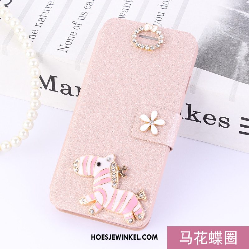 Huawei Y6 2018 Hoesje Blauw Hoes Mobiele Telefoon, Huawei Y6 2018 Hoesje Folio Leren Etui