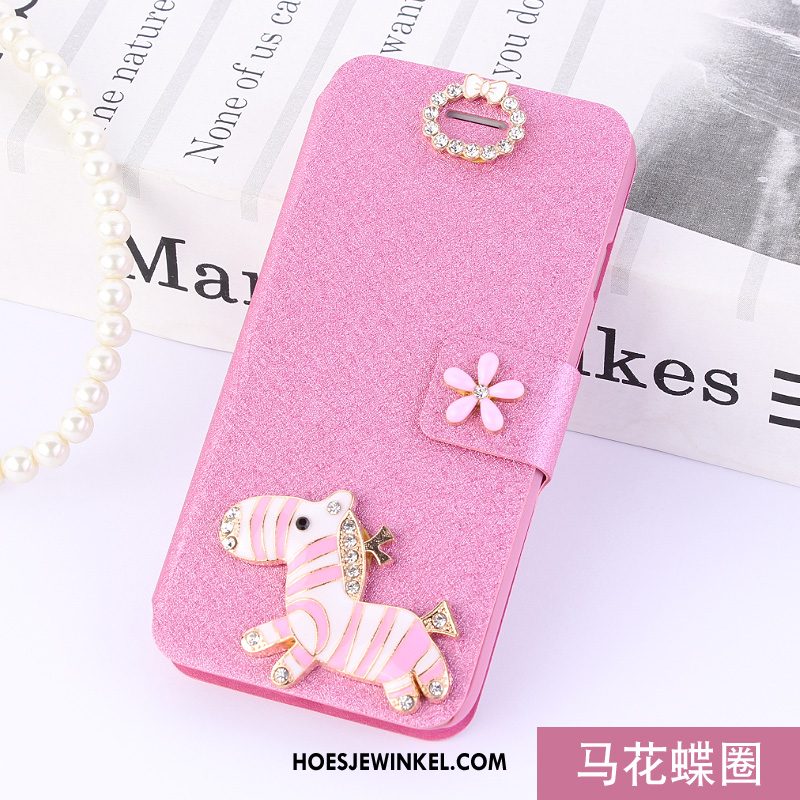 Huawei Y6 2018 Hoesje Blauw Hoes Mobiele Telefoon, Huawei Y6 2018 Hoesje Folio Leren Etui