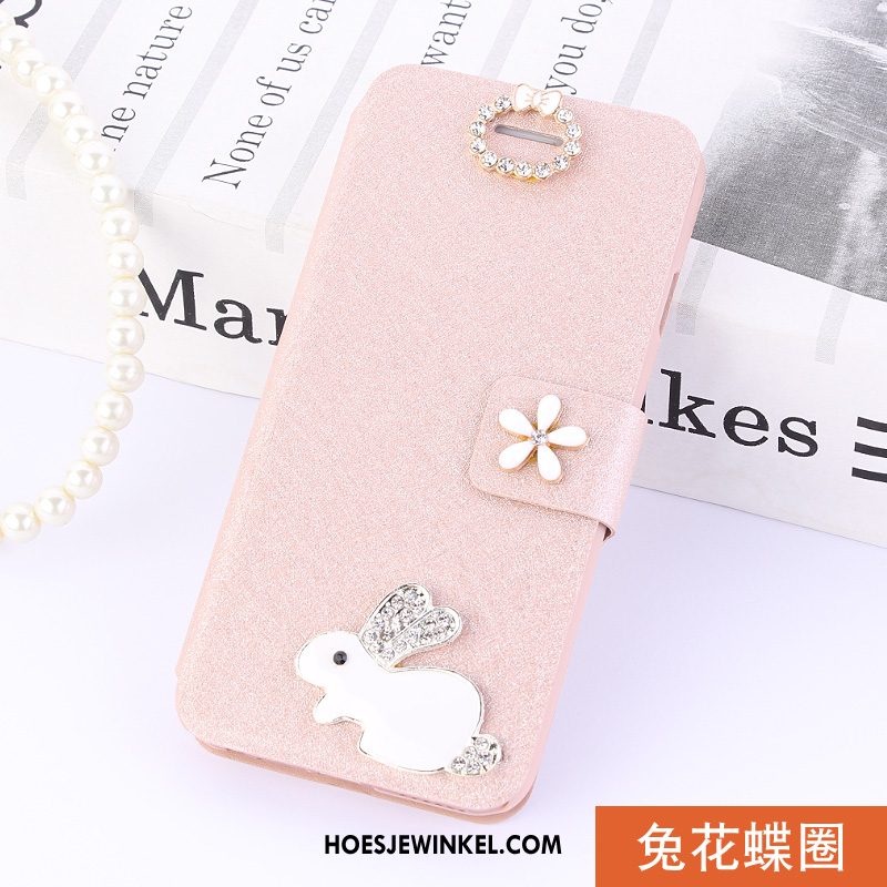 Huawei Y6 2018 Hoesje Blauw Hoes Mobiele Telefoon, Huawei Y6 2018 Hoesje Folio Leren Etui