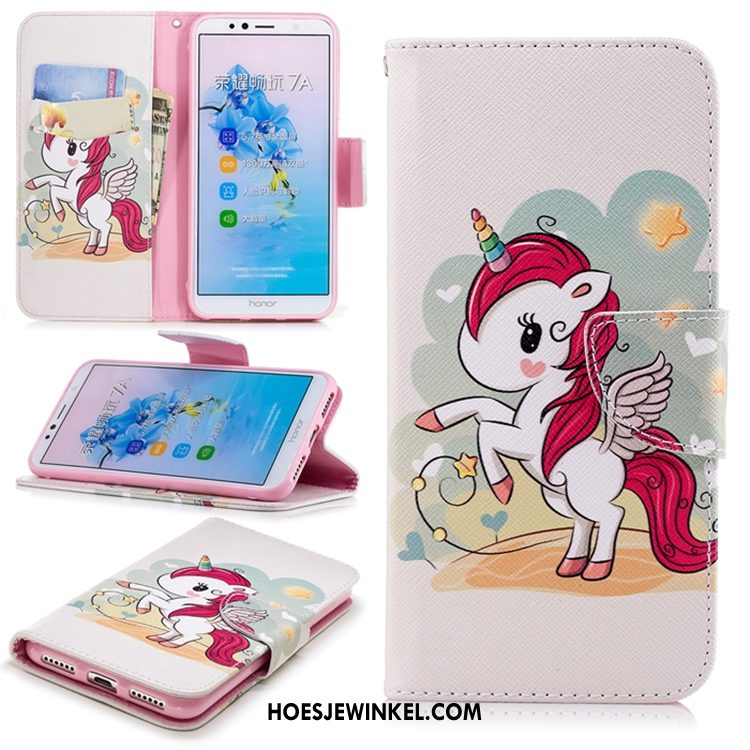 Huawei Y6 2018 Hoesje Folio All Inclusive Zwart, Huawei Y6 2018 Hoesje Mobiele Telefoon Leren Etui