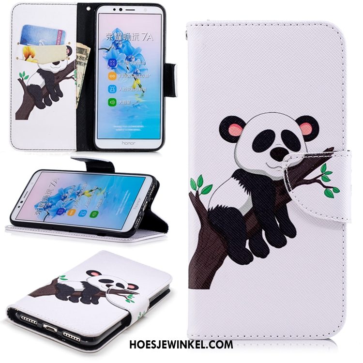 Huawei Y6 2018 Hoesje Folio All Inclusive Zwart, Huawei Y6 2018 Hoesje Mobiele Telefoon Leren Etui