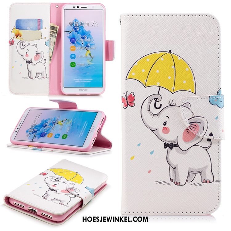 Huawei Y6 2018 Hoesje Folio All Inclusive Zwart, Huawei Y6 2018 Hoesje Mobiele Telefoon Leren Etui