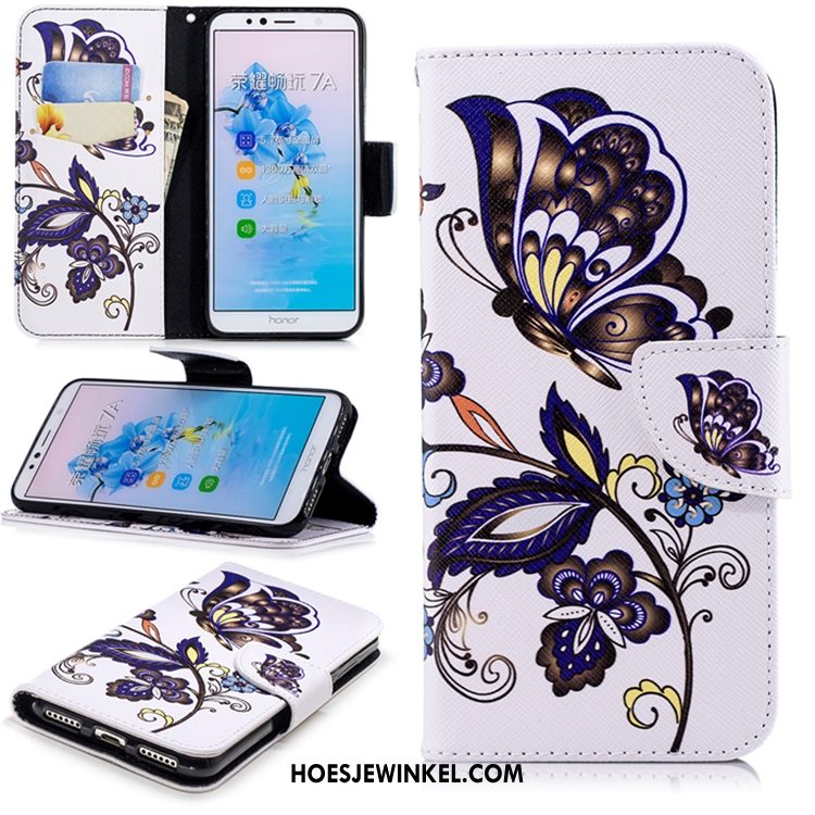 Huawei Y6 2018 Hoesje Folio All Inclusive Zwart, Huawei Y6 2018 Hoesje Mobiele Telefoon Leren Etui