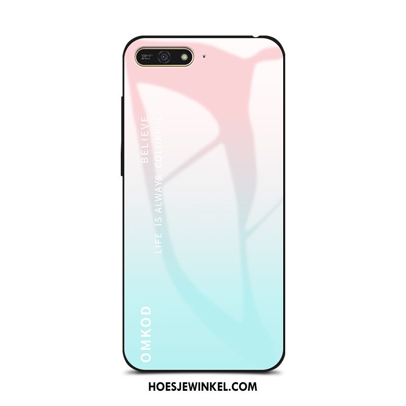 Huawei Y6 2018 Hoesje Lovers Bescherming Glas, Huawei Y6 2018 Hoesje Zoet Geel