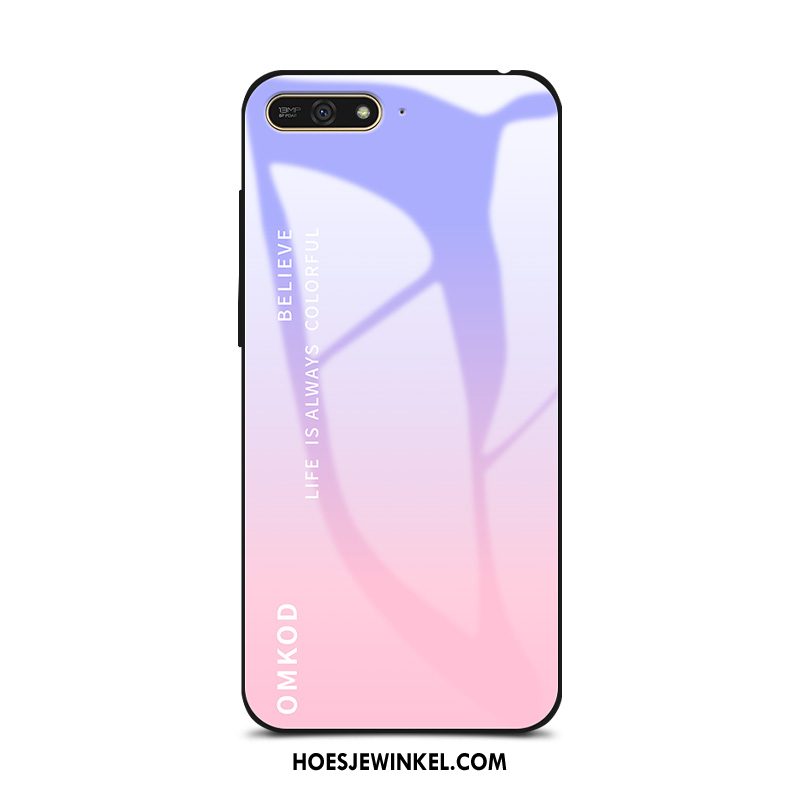 Huawei Y6 2018 Hoesje Lovers Bescherming Glas, Huawei Y6 2018 Hoesje Zoet Geel