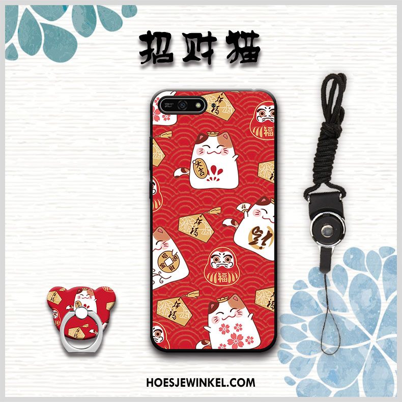 Huawei Y6 2018 Hoesje Rood Zacht Hanger, Huawei Y6 2018 Hoesje Anti-fall Hoes