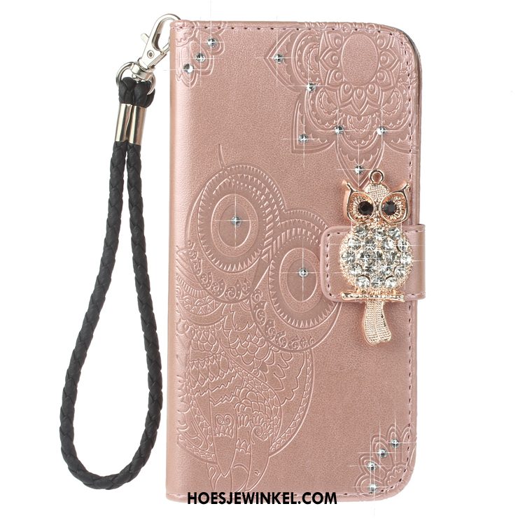 Huawei Y6 2018 Hoesje Roze Clamshell Ster, Huawei Y6 2018 Hoesje Mobiele Telefoon Leren Etui