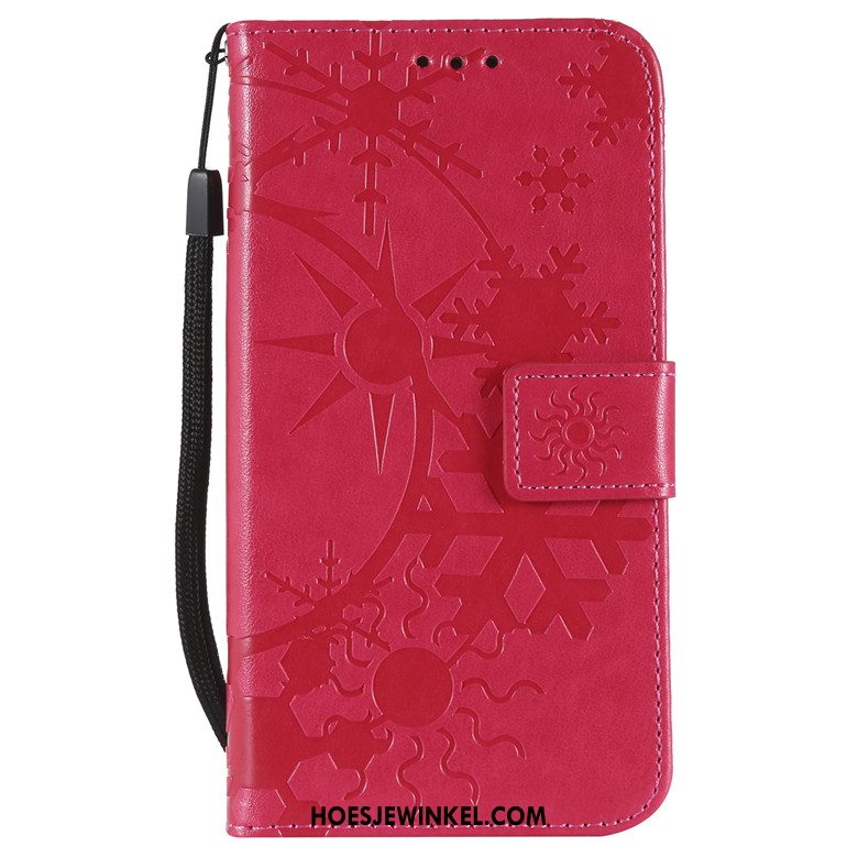 Huawei Y6 2018 Hoesje Roze Mobiele Telefoon Leren Etui, Huawei Y6 2018 Hoesje Folio Zacht
