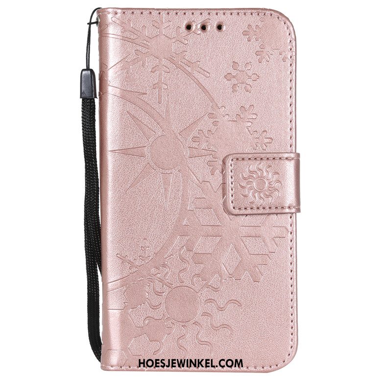 Huawei Y6 2018 Hoesje Roze Mobiele Telefoon Leren Etui, Huawei Y6 2018 Hoesje Folio Zacht