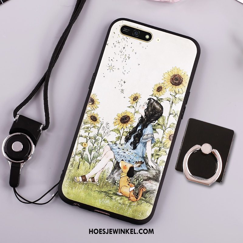 Huawei Y6 2018 Hoesje Siliconen Donkerblauw Spotprent, Huawei Y6 2018 Hoesje Mobiele Telefoon