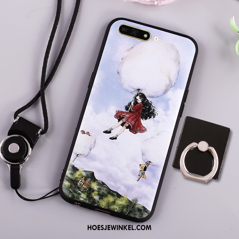 Huawei Y6 2018 Hoesje Siliconen Donkerblauw Spotprent, Huawei Y6 2018 Hoesje Mobiele Telefoon