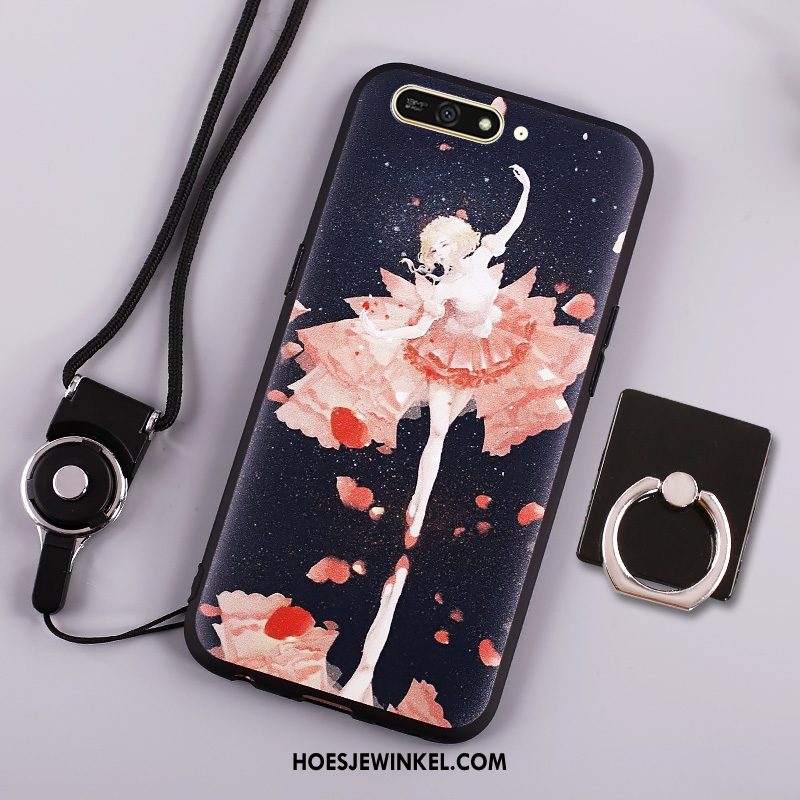 Huawei Y6 2018 Hoesje Siliconen Donkerblauw Spotprent, Huawei Y6 2018 Hoesje Mobiele Telefoon