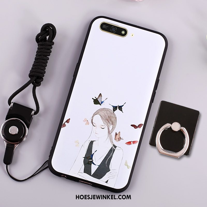 Huawei Y6 2018 Hoesje Siliconen Donkerblauw Spotprent, Huawei Y6 2018 Hoesje Mobiele Telefoon