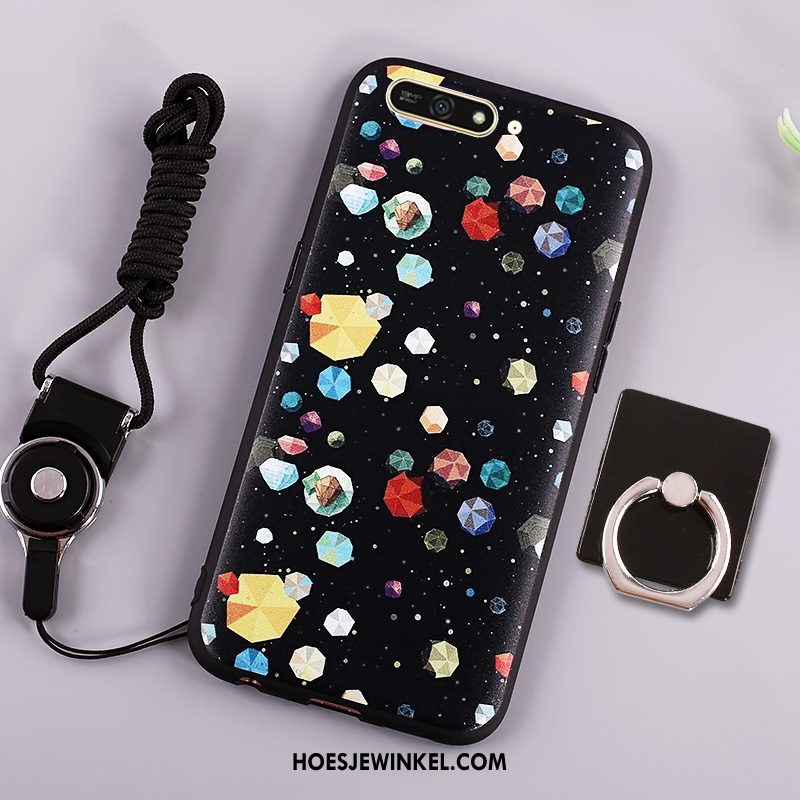 Huawei Y6 2018 Hoesje Siliconen Donkerblauw Spotprent, Huawei Y6 2018 Hoesje Mobiele Telefoon