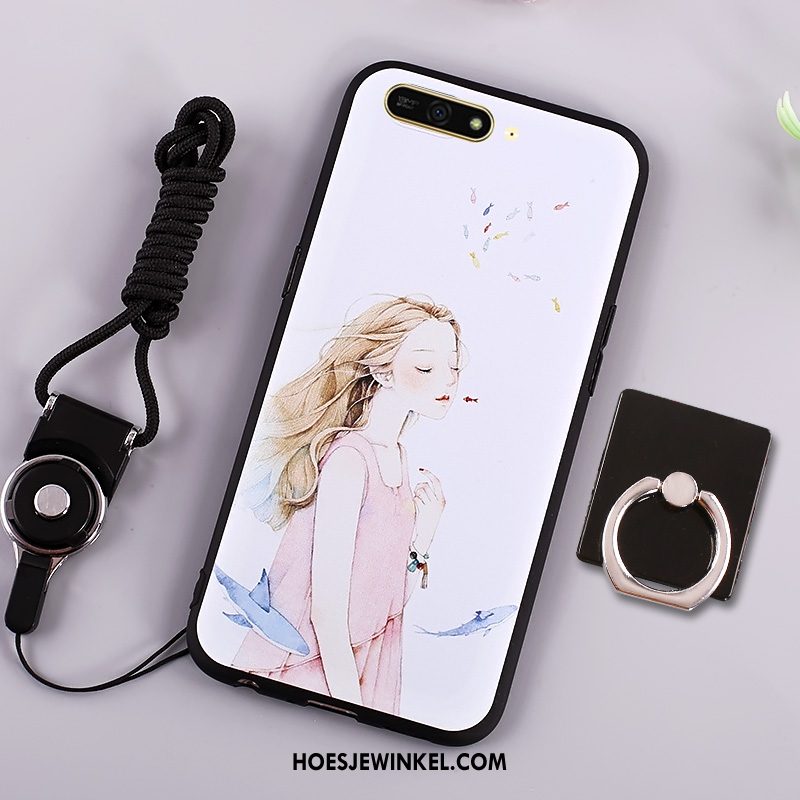 Huawei Y6 2018 Hoesje Siliconen Donkerblauw Spotprent, Huawei Y6 2018 Hoesje Mobiele Telefoon