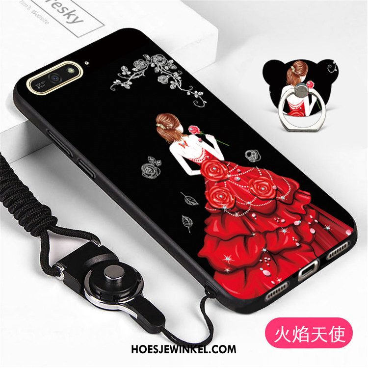 Huawei Y6 2018 Hoesje Zwart Mobiele Telefoon Hoes, Huawei Y6 2018 Hoesje Hanger Bescherming