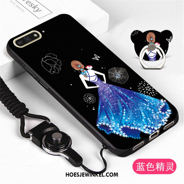 Huawei Y6 2018 Hoesje Zwart Mobiele Telefoon Hoes, Huawei Y6 2018 Hoesje Hanger Bescherming