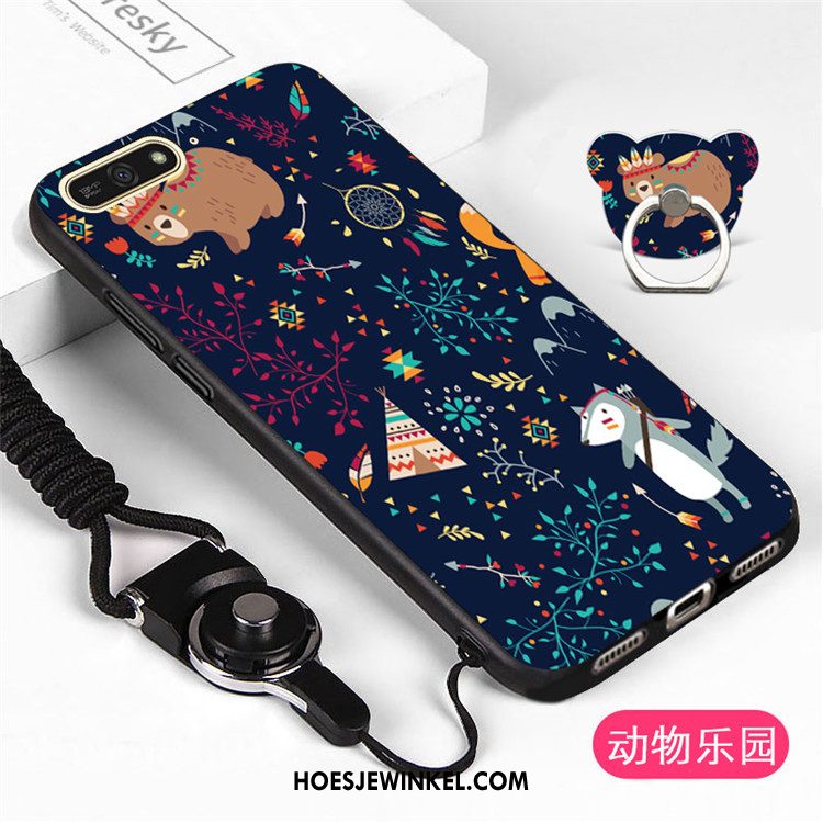 Huawei Y6 2018 Hoesje Zwart Mobiele Telefoon Hoes, Huawei Y6 2018 Hoesje Hanger Bescherming