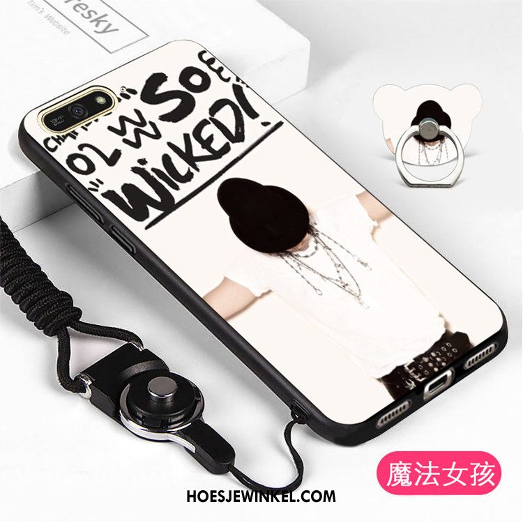 Huawei Y6 2018 Hoesje Zwart Mobiele Telefoon Hoes, Huawei Y6 2018 Hoesje Hanger Bescherming