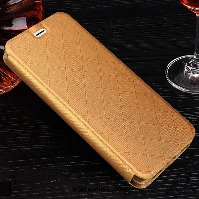 Huawei Y6 2019 Hoesje All Inclusive Bescherming Leren Etui, Huawei Y6 2019 Hoesje Goud Anti-fall