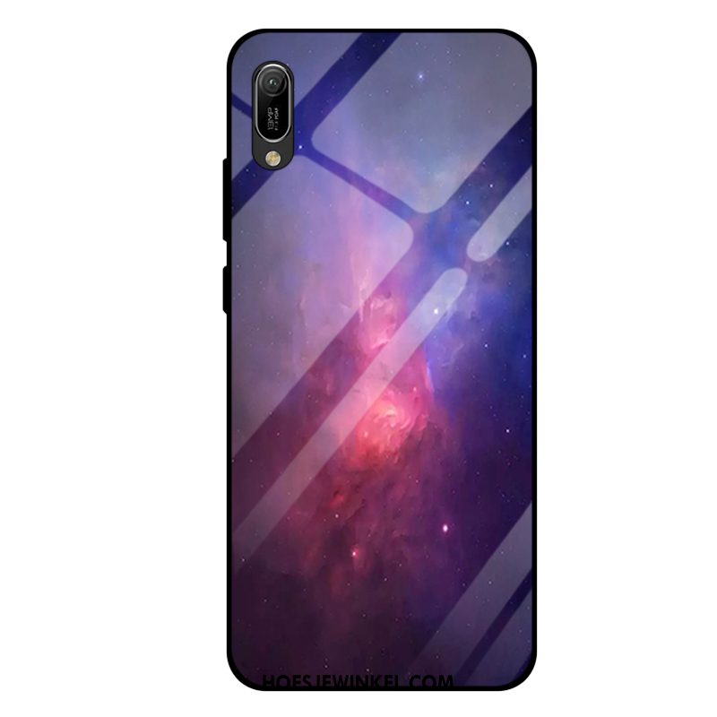 Huawei Y6 2019 Hoesje All Inclusive Mobiele Telefoon Spiegel, Huawei Y6 2019 Hoesje Purper Gehard Glas