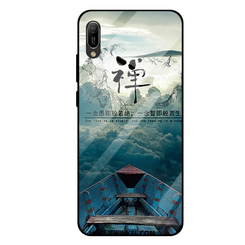 Huawei Y6 2019 Hoesje All Inclusive Mobiele Telefoon Spiegel, Huawei Y6 2019 Hoesje Purper Gehard Glas