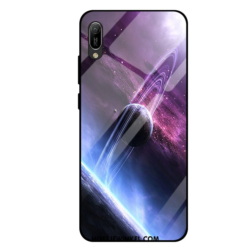 Huawei Y6 2019 Hoesje All Inclusive Mobiele Telefoon Spiegel, Huawei Y6 2019 Hoesje Purper Gehard Glas