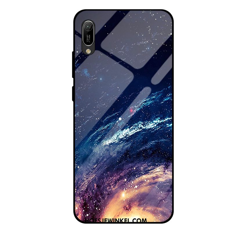 Huawei Y6 2019 Hoesje All Inclusive Mobiele Telefoon Spiegel, Huawei Y6 2019 Hoesje Purper Gehard Glas