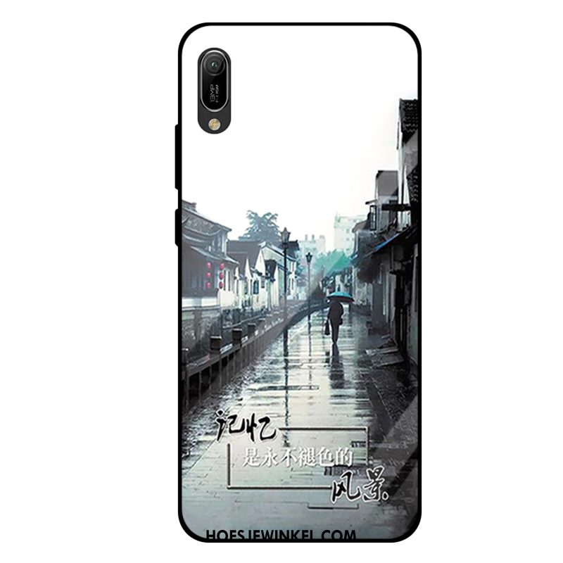 Huawei Y6 2019 Hoesje All Inclusive Mobiele Telefoon Spiegel, Huawei Y6 2019 Hoesje Purper Gehard Glas