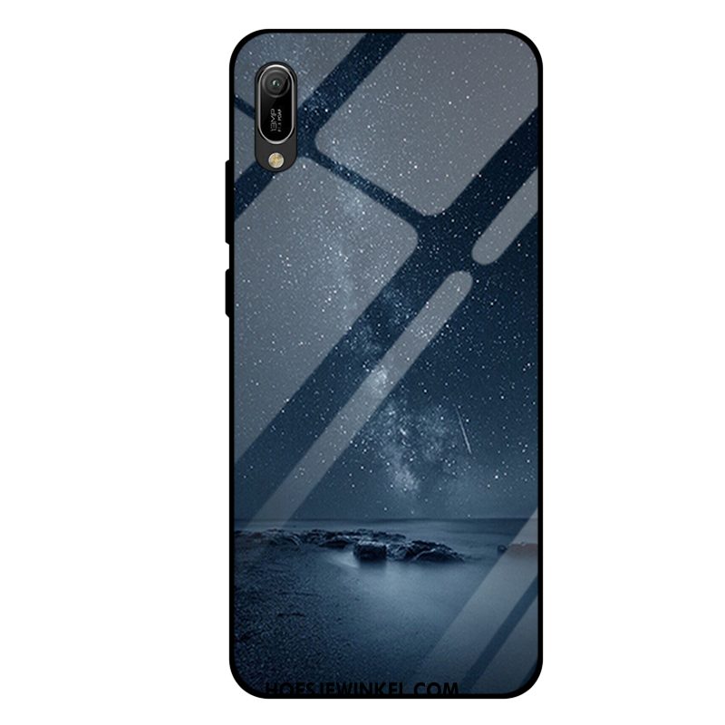 Huawei Y6 2019 Hoesje All Inclusive Mobiele Telefoon Spiegel, Huawei Y6 2019 Hoesje Purper Gehard Glas