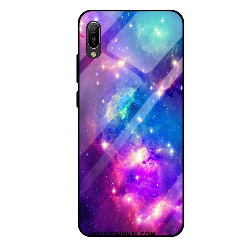 Huawei Y6 2019 Hoesje All Inclusive Mobiele Telefoon Spiegel, Huawei Y6 2019 Hoesje Purper Gehard Glas