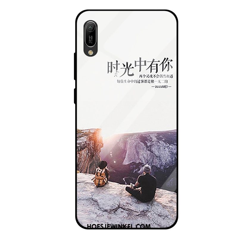 Huawei Y6 2019 Hoesje All Inclusive Mobiele Telefoon Spiegel, Huawei Y6 2019 Hoesje Purper Gehard Glas