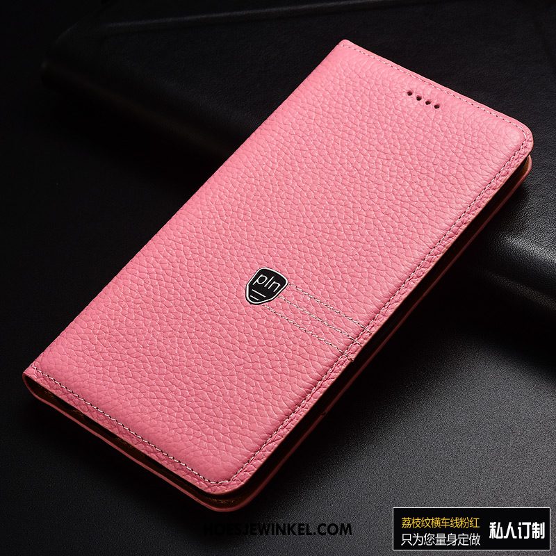 Huawei Y6 2019 Hoesje Anti-fall Roze Leren Etui, Huawei Y6 2019 Hoesje Bescherming Leer