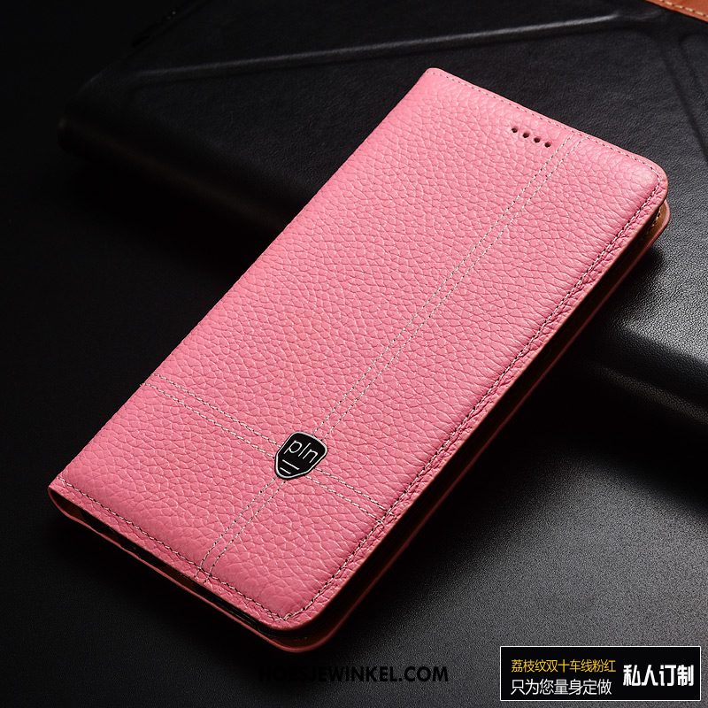 Huawei Y6 2019 Hoesje Anti-fall Roze Leren Etui, Huawei Y6 2019 Hoesje Bescherming Leer