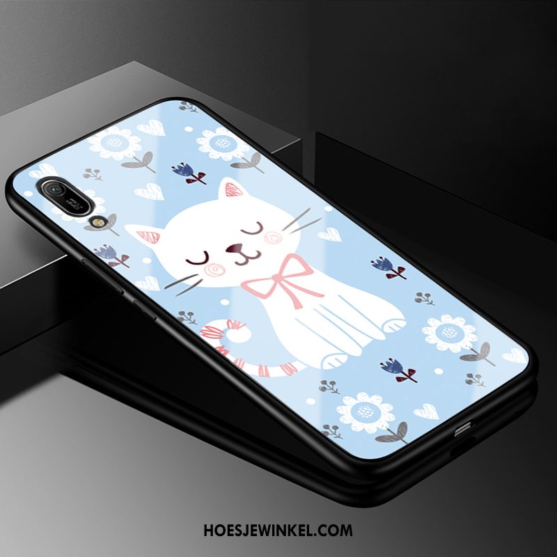 Huawei Y6 2019 Hoesje Anti-fall Spotprent Glas, Huawei Y6 2019 Hoesje Hard Bescherming