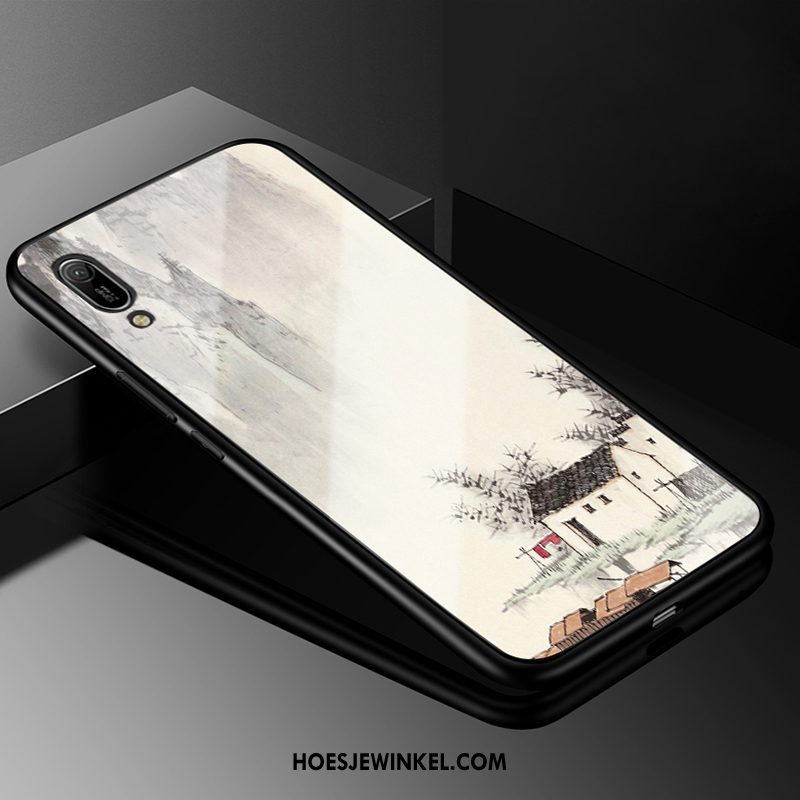 Huawei Y6 2019 Hoesje Anti-fall Spotprent Glas, Huawei Y6 2019 Hoesje Hard Bescherming